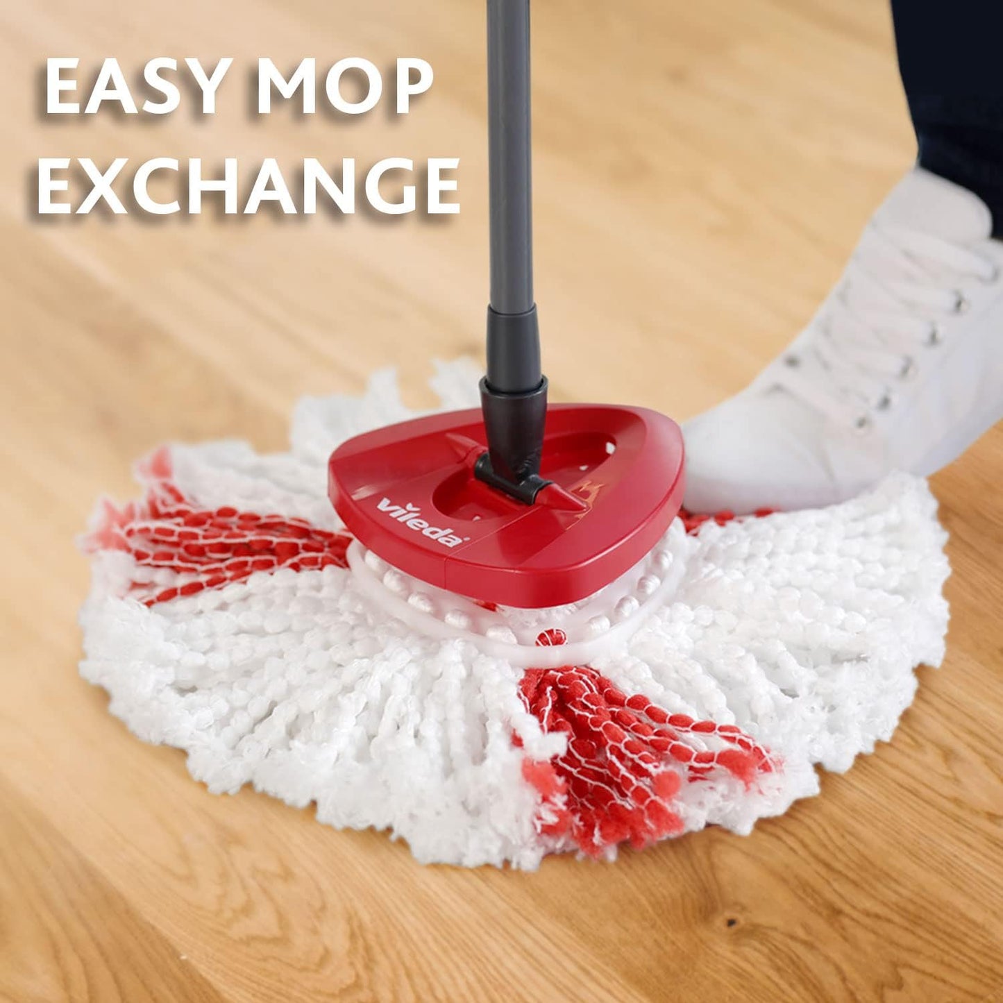 Vileda Turbo 2-in-1 Microfibre Spin Mop And Bucket Set, Spin Mop For Cleaning Floors, Set Of 1x Mop And 1x Bucket, Eco Packaging, Telescopic handle 85-123cm, 2in1 microfibre mop head