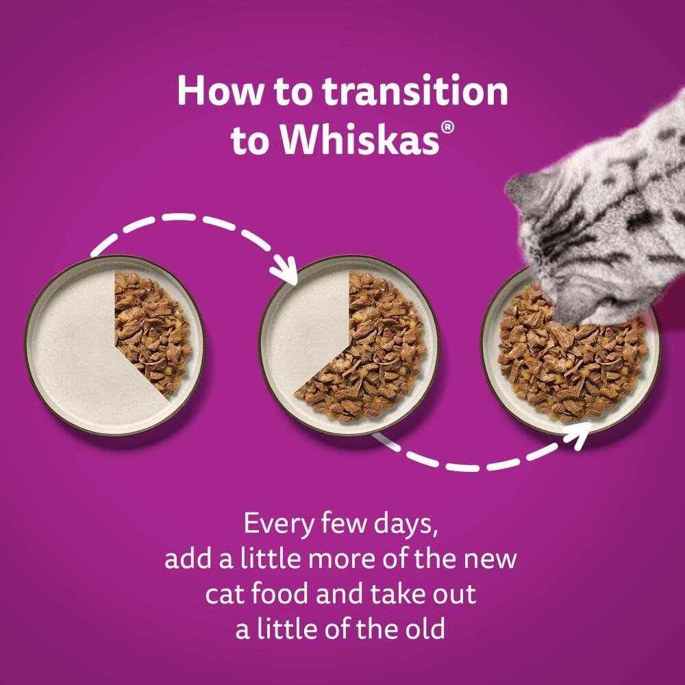 WHISKAS 1+ Adult Wet Cat Food Pouches - 40 x 85 g - Poultry Selection - Bulk Cat Food Megapack - 40 Jelly Pouches