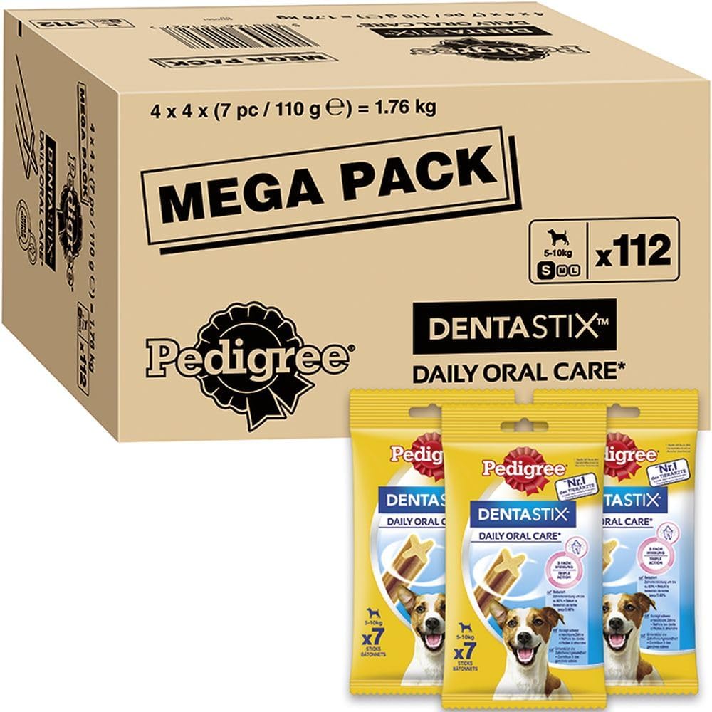 Pedigree DentaStix, Functional Snacks, Daily Dental Chews for Small Dogs (5 -10 kg), Megapack of 16 x 7 (112 Sticks)