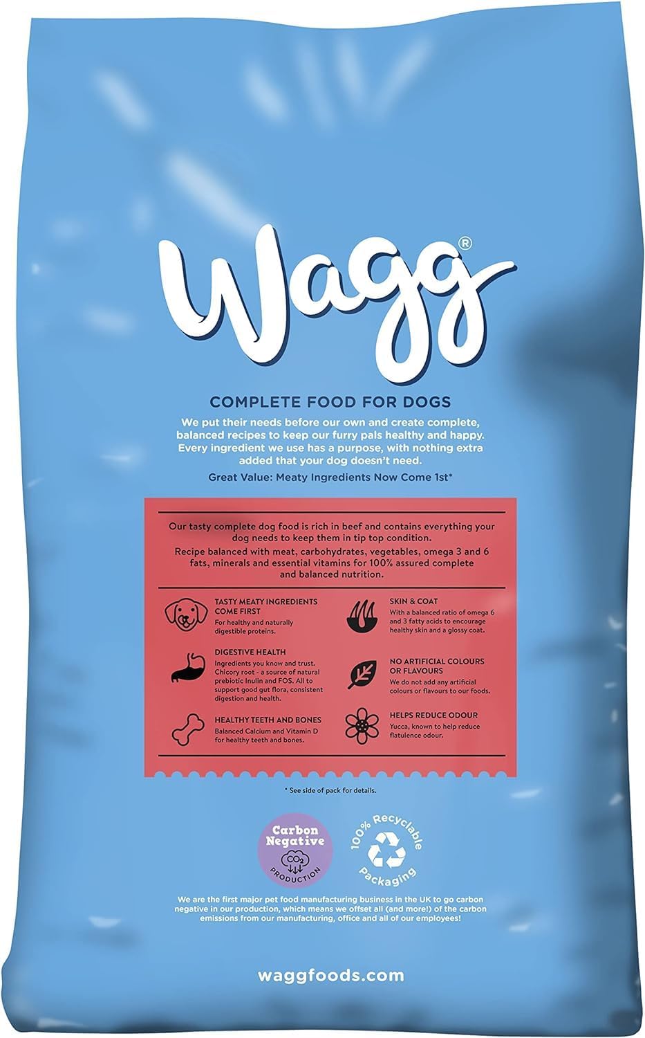 Wagg Meaty Goodness Complete Dry Adult Dog Food Beef Dinner 12kg - Meaty Ingredients Come 1st