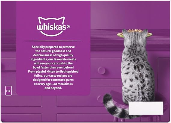Whiskas 1+ Mixed Menu in Jelly, 144 x 85g Pouches, Adult Wet Cat Food