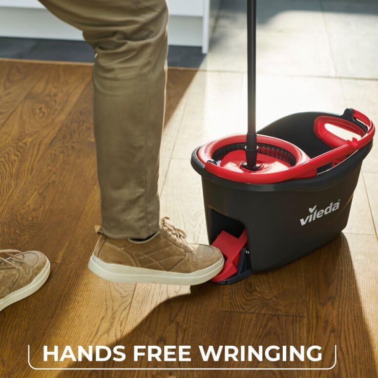 Vileda Turbo 2-in-1 Microfibre Spin Mop And Bucket Set, Spin Mop For Cleaning Floors, Set Of 1x Mop And 1x Bucket, Eco Packaging, Telescopic handle 85-123cm, 2in1 microfibre mop head