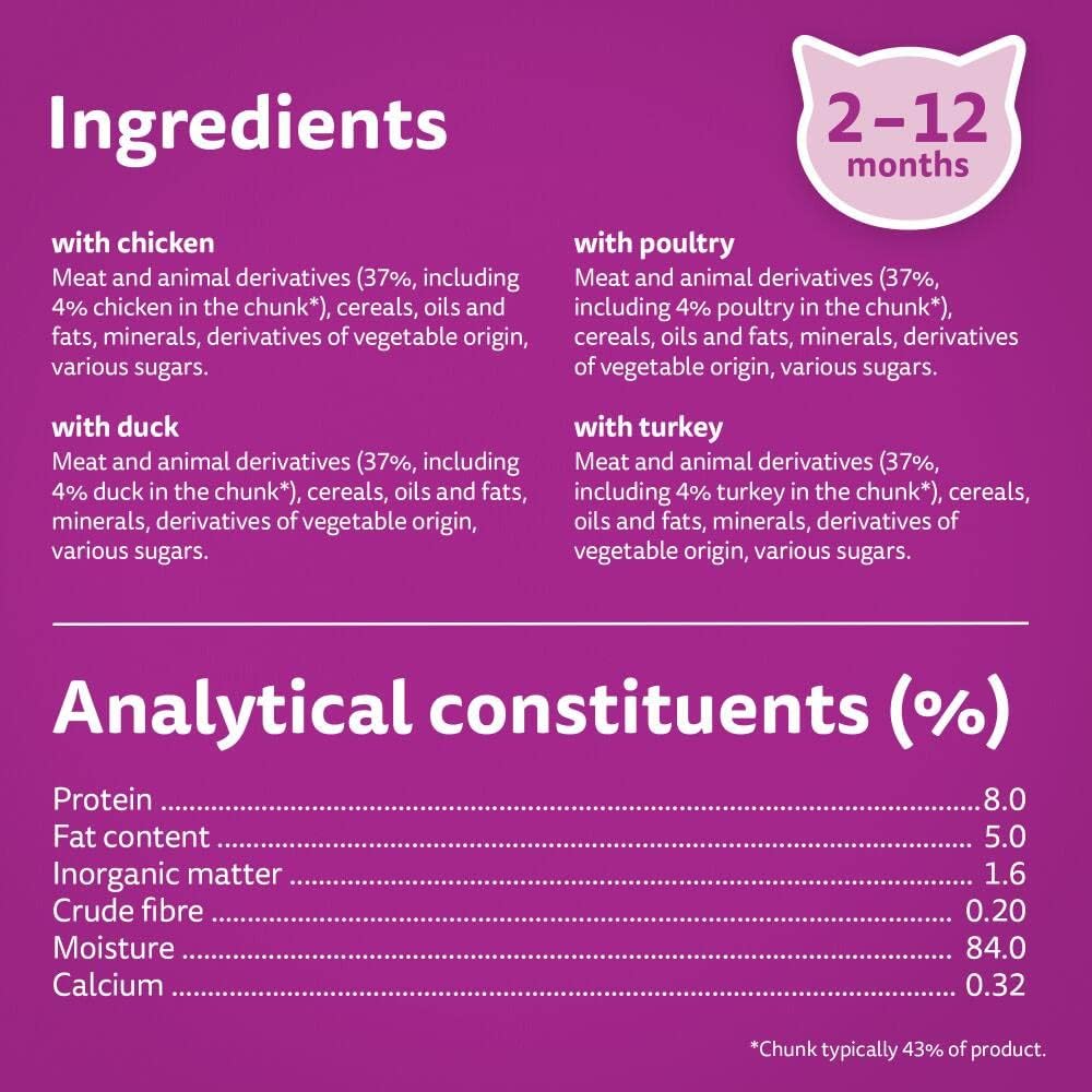 Whiskas Junior Poultry Selection in Jelly 48 x 85 g Pouches, Kitten Cat Food, Pack of 4 (12 x 85 g)