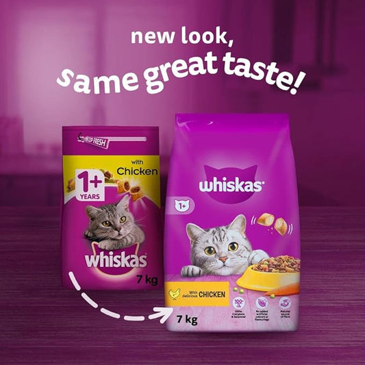 Whiskas 1+ Adult Dry Cat Food | Chicken | 7kg Bulk Bag