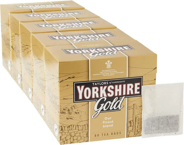 Yorkshire Tea Gold Tea, 80 Tea Bags (Pack of 5, total 400 Teabags)