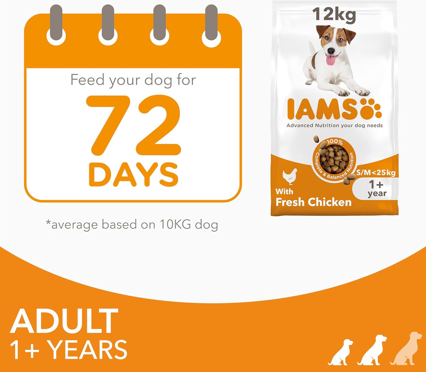 IAMS Adult Small Medium Complete Dry Dog Food Chicken 12kg - With DentalCare System