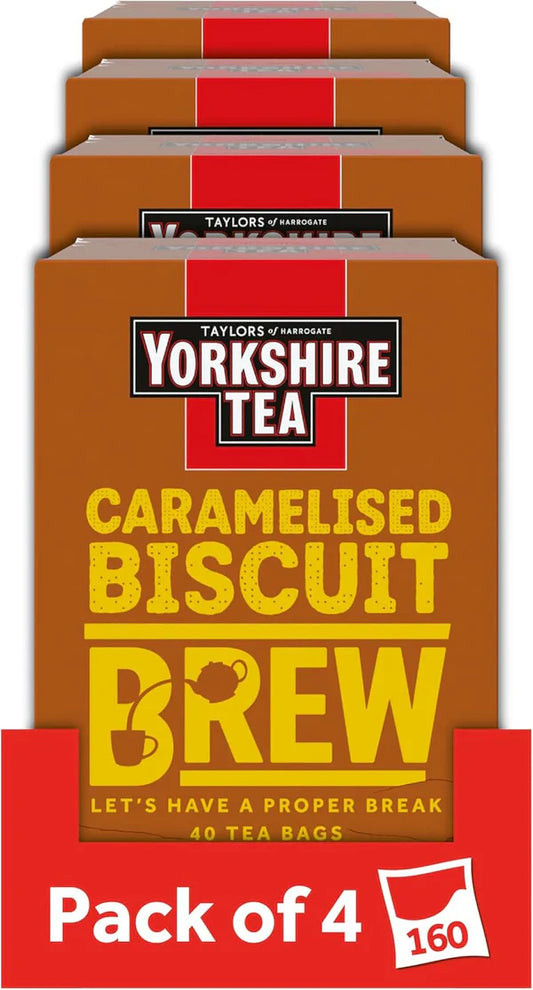 Yorkshire Tea Caramelised Biscuit Brew Flavoured Tea Bags, 4 Boxes of 40 Tea Bags (Total 160 Bags)