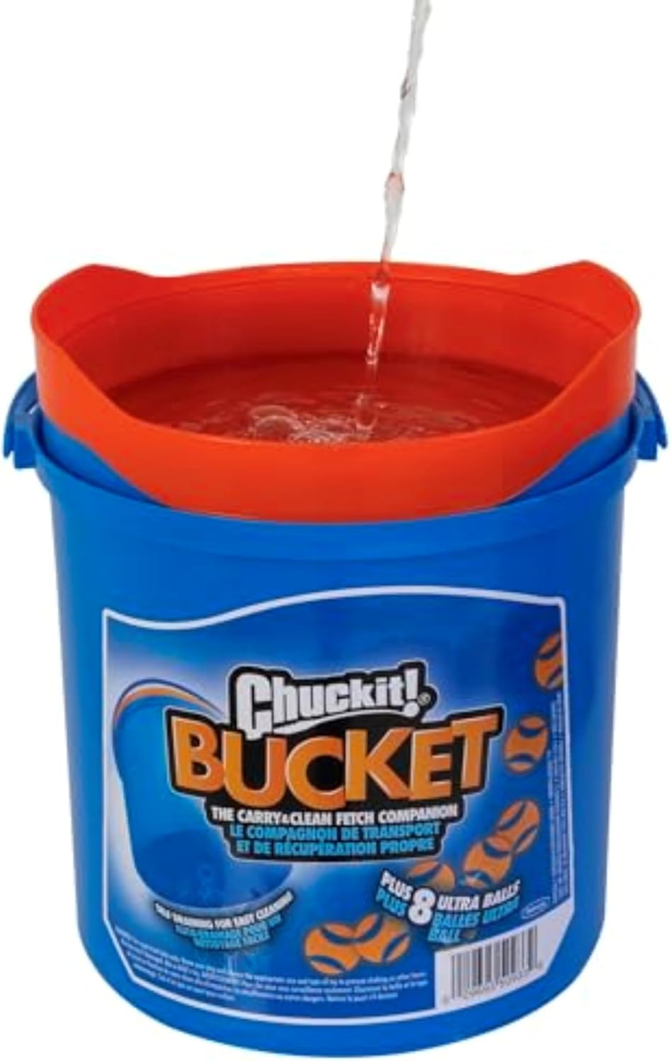 ChuckIt! Ultra Ball Dog Toy Chuckit Bucket Durable Rubber Dog Ball and Bucket High Bounce Floating Chuck It Launcher Compatible Toy Balls For Dogs with Carrier, 8 Pack, Medium