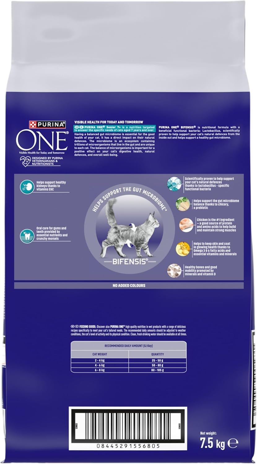 PURINA ONE Bifensis Senior 7+ Dry Cat Food Chicken 7.5kg Pack