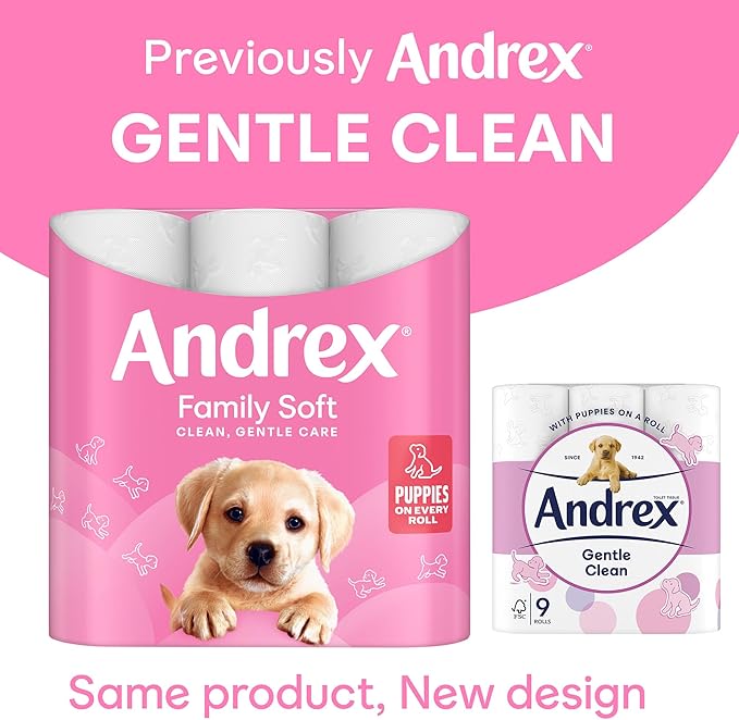 Andrex Family Soft Toilet Tissue 72 Rolls (Previously Andrex Gentle Clean) Gentle on your Family’s skin– Bulk Pack of 72 Toilet Rolls, FSC Certified