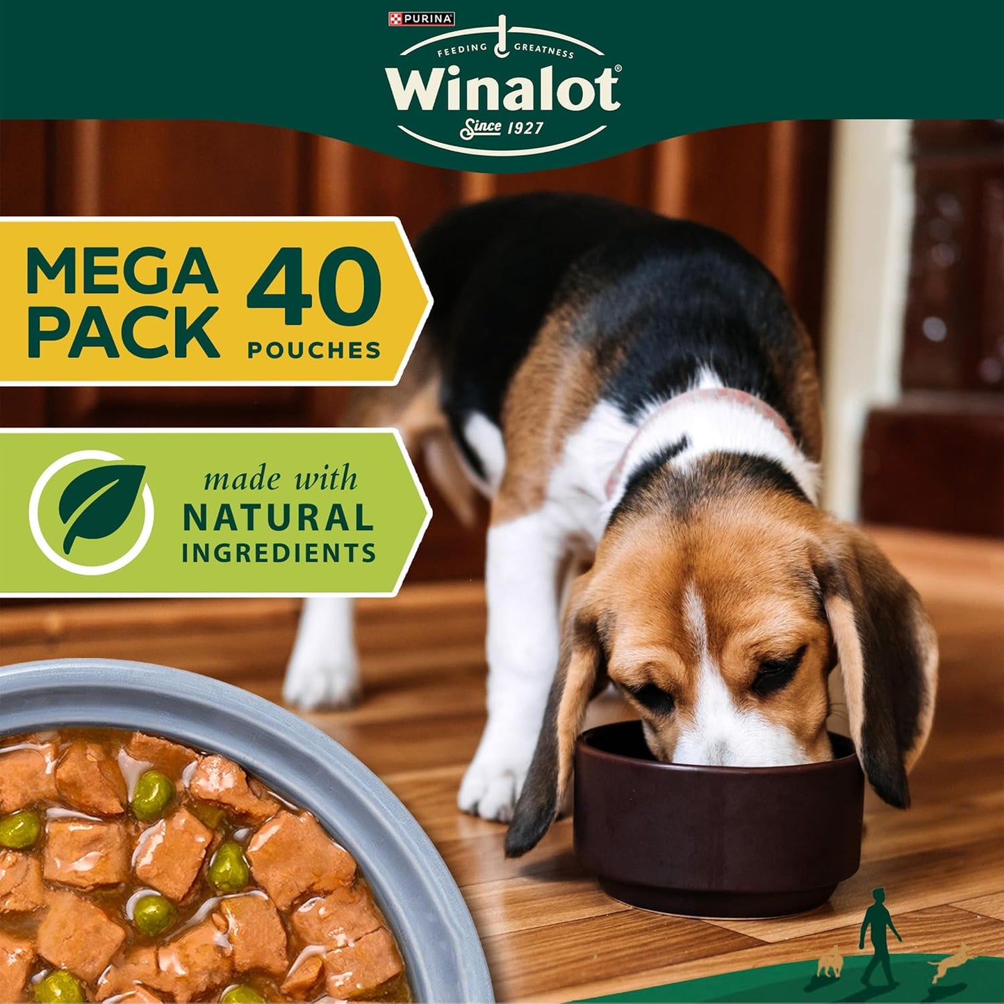 WINALOT Meaty Chunks Adult Wet Dog Food Mixed in Jelly Beef, Chicken, Lamb 40x100g Pouches