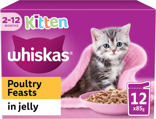 Whiskas Junior Poultry Selection in Jelly 48 x 85 g Pouches, Kitten Cat Food, Pack of 4 (12 x 85 g)