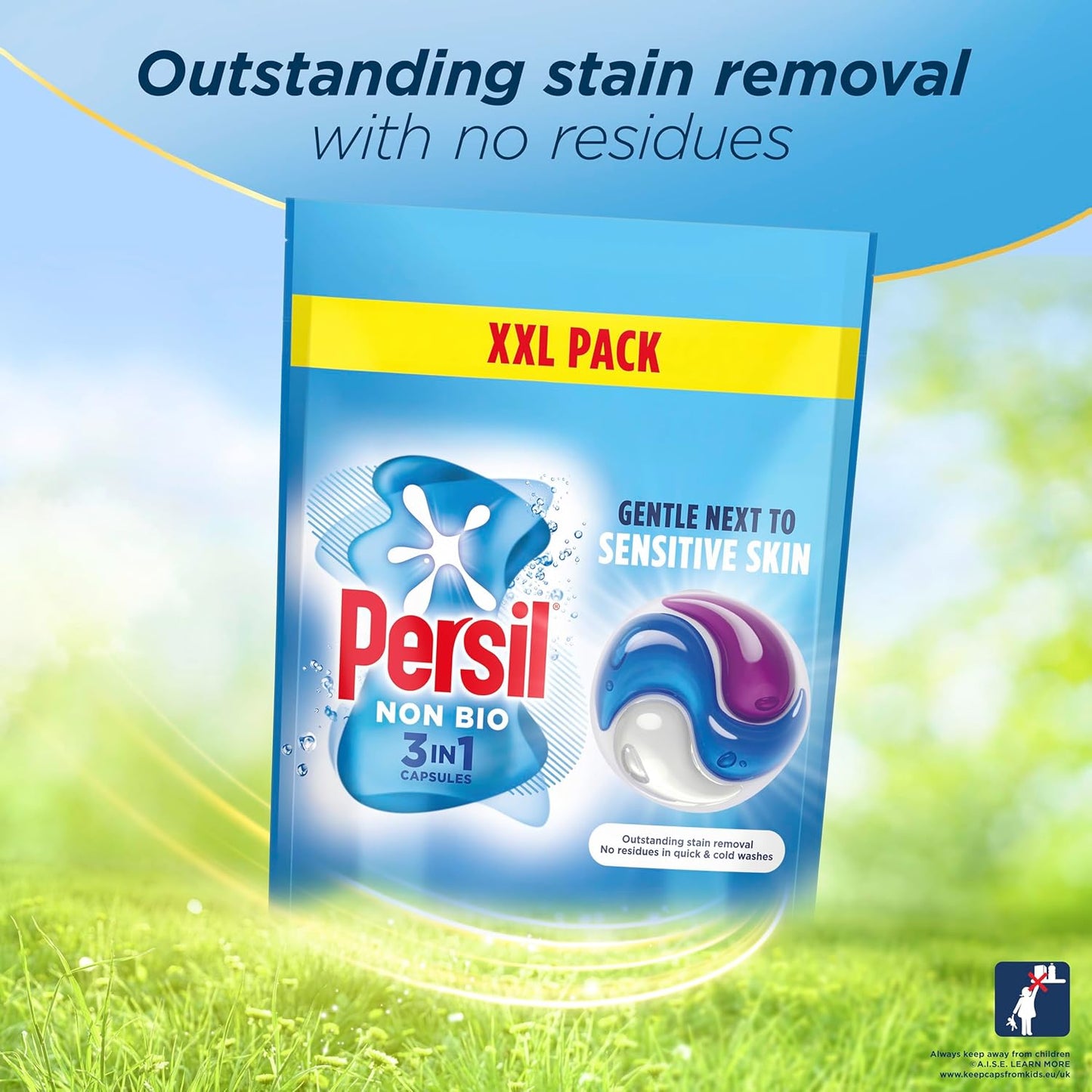 Persil Non Bio 3 in 1 Washing Capsules laundry capsules gentle next to sensitive skin for outstanding stain removal in quick & cold washes 48 washes