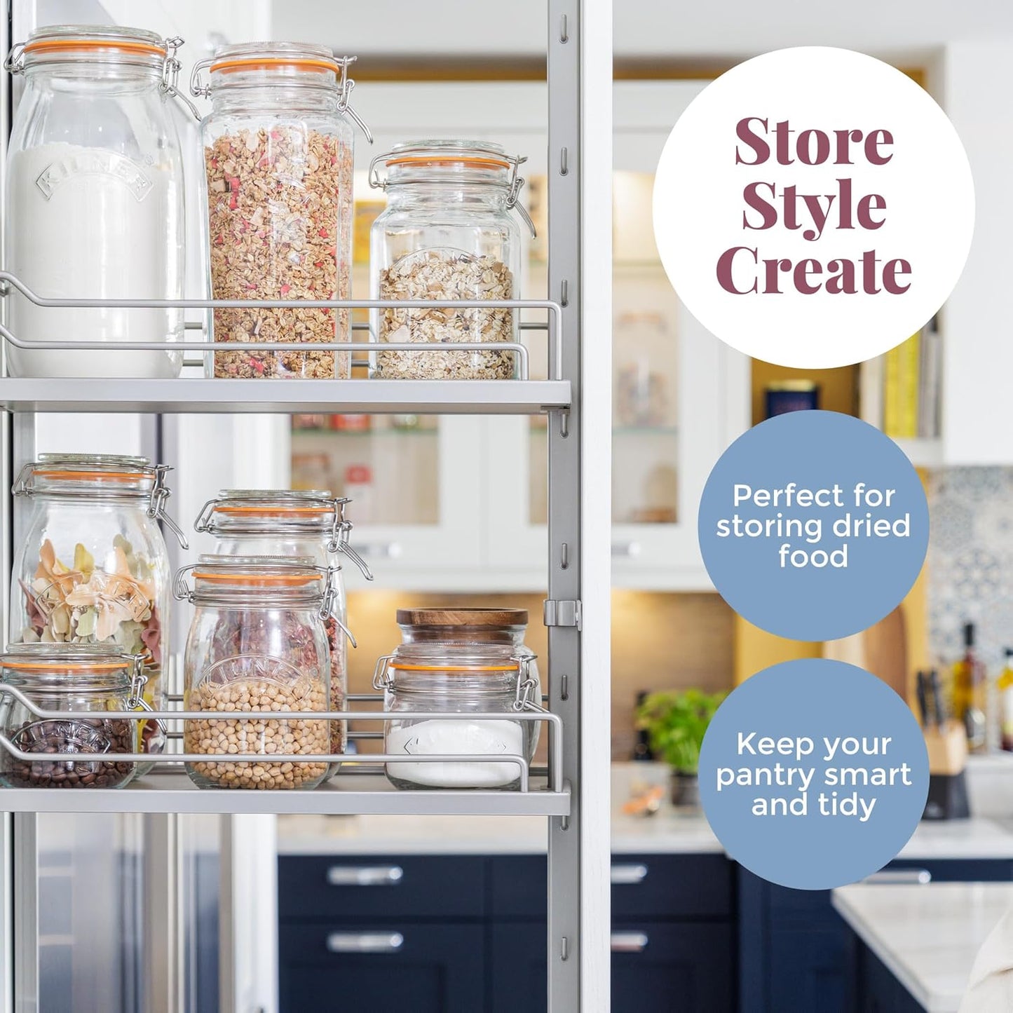 Kilner Clip Top Jar 2 Litre (2000 ml) Airtight Glass Storage Jar for Preserving Fruits Vegetables Coffee Tea Rice Flour Nuts Pasta