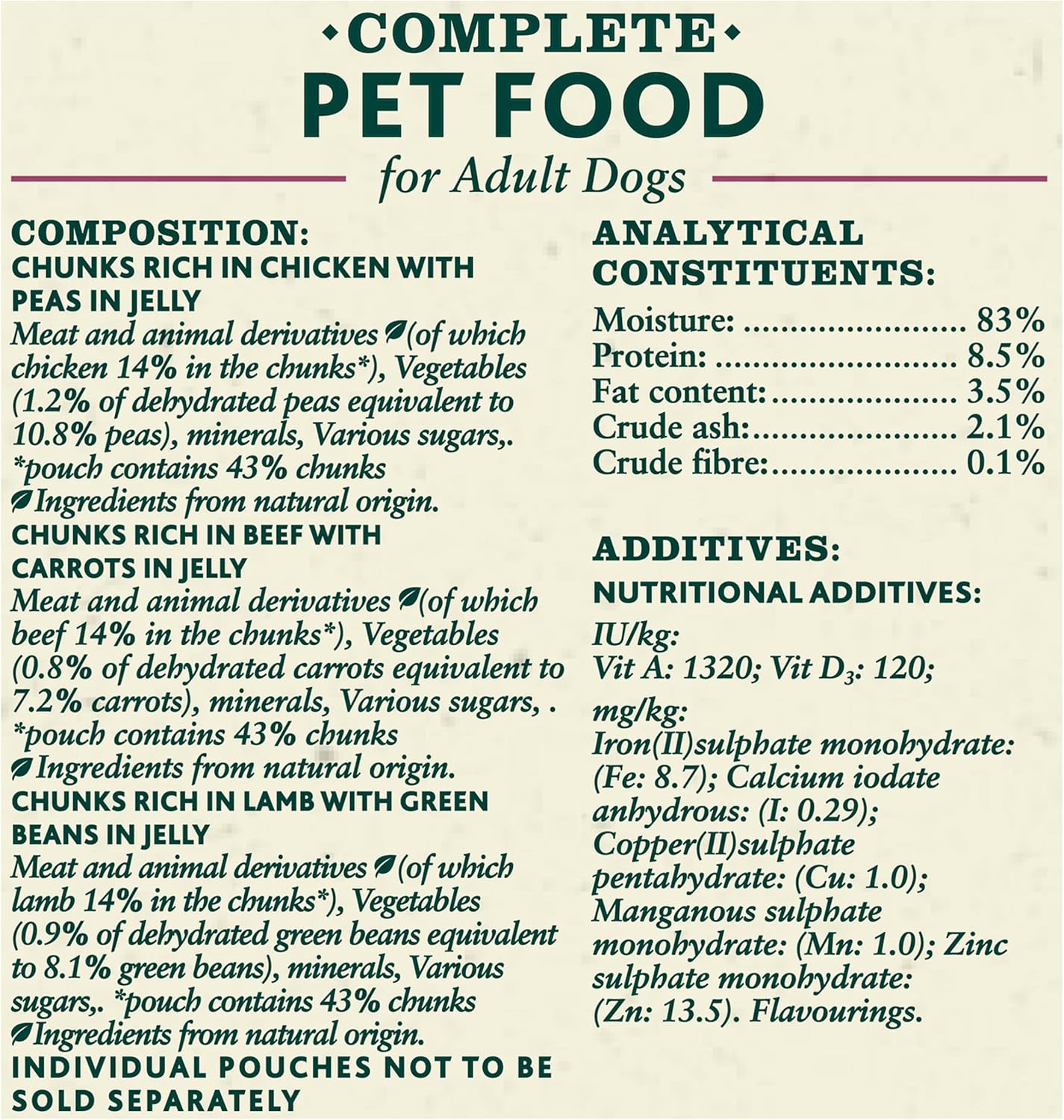 WINALOT Meaty Chunks Adult Wet Dog Food Mixed in Jelly Beef, Chicken, Lamb 40x100g Pouches